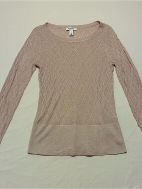 White House Black Market Pale Pink Sparkly Metallic Knit Top